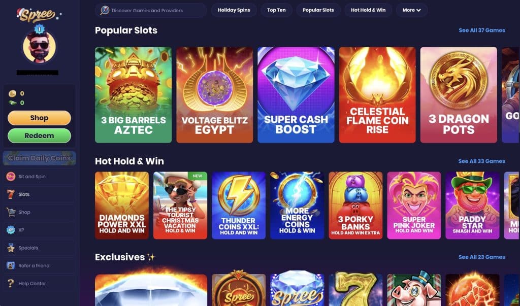 Spree Casino Popular Slots